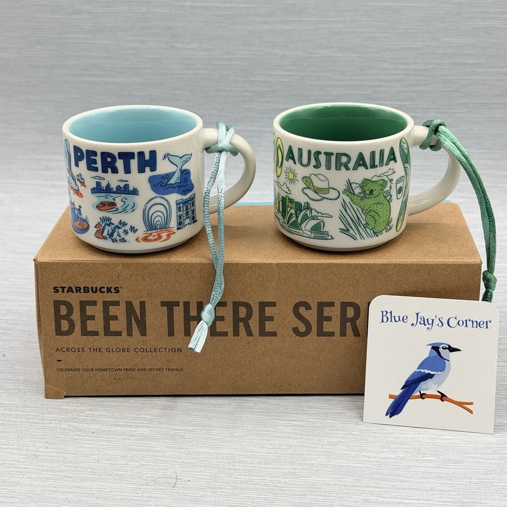 Starbucks Australia Perth Been There Mini Mugs 2oz Set  2 Ornament Gift Box